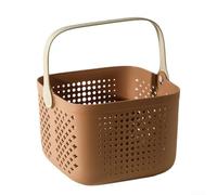 HavenlyCove Versatile Shower Tote with Hollow Drain Design, Spacious Bathroom Storage Basket for Shampoo and Soap, PP Caddy with Handle for College Dorm Gym, Brown(brown)