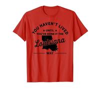 Haven't Lived Until Done It - USA State Map Louisiana T-Shirt, Men, Red, X-Large