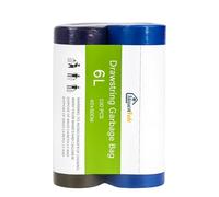 HavenVale Small Bin Bags with Drawstring Tie Handle, 6L Bin Liners, Trash Bag, Garbage Bag for Bedroom,Toilet, Kitchen, Office, 100 Bags, Pack of 2, 40 x 45 cm, 30μm, Green & Blue
