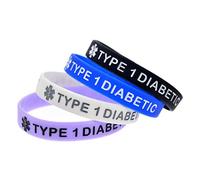 Haveratio Adjustable Silicone Bracelet Type 1 Diabetic Hidden Message Medical Alert Silicone Wristbands 4 Colors for All Ages Black Blue Purple and White Silicone