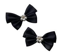 Haveratio Elegant Bow Shoe Clips for Flats & Pumps - Decorative Wedding Party Shoe Accessories - Black