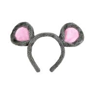 Haveratio Soft Bear Ears Headbands Plush Mouse Ears Hair Hoop for Washing Face Cartoon Animal Hairbands Halloween Costume Gray