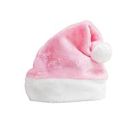 Haveratio Soft Velvet Santa Hat - Comfortable Traditional Multi Color Plush Christmas Santa Hat for Adults & Kids - New Year Gifts - Pink