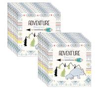 Havercamp Adventure Begins 16 Pack Paper Luncheon Napkins - Tribal Adventure Pattern Square Disposable Lunch Napkins for Baby Showers, Gender Reveal & Birthday Party Supplies