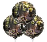 Havercamp BuckNext Camo Party Round Mylar Balloons with Deer | 3 Count | Great for Hunter Themed Party, Camouflage Motif with Beautiful Buck, Birthday Event, Opening Day, Graduation Party, Father's