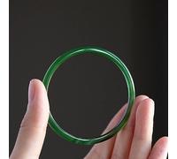 HAvern Jade Bracelet Ladies Bangles, Natural Green Agate Thin Round Jade Bangle Bracelet for Women, Handcrafted Girls Jewelry with Gift Box (58mm Green,Jade)