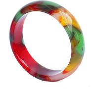 HAvern Natural Colorful Jade Bangle Bracelet for Women Girls, Round Agate Bracelets Bangles with Jewelry Box (56-62mm) (Size : 56MM) (Multi colored)