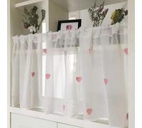 HAvern Valance Kitchen Curtains Kitchen Curtain White Cafe Curtains Pink Heart-shaped Decoration Net Curtains Short Curtain Bistro Curtains Voile Short Window Curtain Without Lace/With La