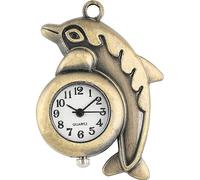 HAvern Vintage Mechanical Pocket Watch Little Cute Fashion Dolphin Design Necklace Retro Bronze Analog Quartz Pocket Watch Fob Chain Pendant Clock Hours for Children