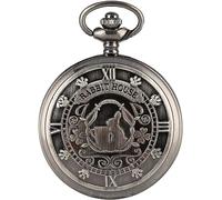 HAvern Vintage Mechanical Pocket Watch Necklace Grey and Theme Rabbit House Display Quartz Pocket Watch Vintage Necklace Pendant Watch Chain Gifts