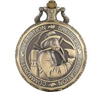HAvern Vintage Mechanical Pocket Watch Necklace Retro St Saint of Fire Fighters Challenge Quartz Pocket Watch Traditional Gift,80Cm Chain