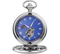 HAvern Vintage Mechanical Pocket Watch Pocket Watch with Chain Golden Traditional Time Skeleton Analog Fob Long Chain Clock Mechanical Pocket Watch (E)