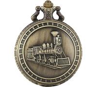 HAvern Vintage Mechanical Pocket Watch Retro Bronze Alloy Locomotive Train Pattern Quartz Pocket Watch Antique Necklace Chain Art Collectibles for Men Women