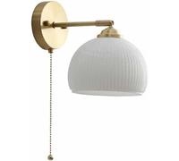 HAvern Wall Sconce Modern Gold Wall Sconce with Glass Shade Stripe Glass Wall Lamps Brass Wall Mount Lighting with Switch for Bedroom Bathroom Stairs Balcony Living Room