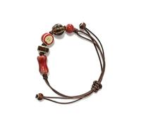 Havgufil Apple Ceramic Bracelet Adjustable Woven Rope Friendship Bracelets Wrist Cord Handmade Red Brown Beads Jewelry Accessories Gift for Women Grils, S, Ceramic, no gemstone