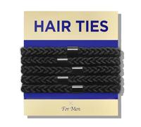 HAVHAF Braided Mens Hair Ties For Men - For Buns Curly Thick Dense Hair Elastic Hair Ties For Guys | No damage Crease Breakage Black 5 Count (Pack of 1)