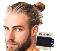 HAVHAF Knotted Mens Elastic Hairbands For Men - Man Bun Accessories No Damage Bobbles Headband Rubber Ponytail Elastics For Thick Hair Bands For Guys, Perfect Hair Ties For Men (Wide(5 pcs), Black)