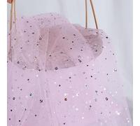 HAVII 54" x 10 Yards Light Pink Glitter Tulle Fabric Rolls Bolt Sequin Tulle Ribbon Netting Fabric for Tutu Skirts Dress Sewing DIY Crafts Birthday Wedding Party Decoration