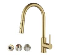Havin Gold Kitchen Faucet with Pull Down Sprayer, High Arc Stainless Steel Material, with cUPC Ceramic Cartridge,Without Deck Plate,Fit for 1 Hole Kitchen Sink or Laundry Sink,Brushed Gold,HV501G