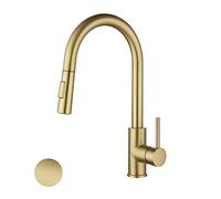 Havin HV601 Brass Kitchen Faucet with Pull Down Sprayer,Brushed Gold Color, Fit for 1 and 3 Holes,Classic Bronze/Gold Color (NOT Too Warm/Yellow)