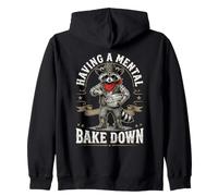 Having A Mental Bake Down Cowboy Raccoon Baker Baking Lover Zip Hoodie