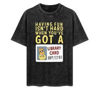 Having Fun Isn't Hard When You've Got A Arthur Library Card Men's T-Shirt Graphic Shirts Unisex Black Tee L