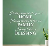 Having Somewhere to go is a Home.Having Someone to Love is a Family.Having Both is a Blessing. Wall Decals Store Decoration 42x60.3cm White