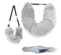 HAVIRI Fillable Travel Pillow, Portable Empty Neck Pillow Stuffable for Travel with Adjustable Straps, Soft Airplane Pillows Stuffable for Essentials Extra Luggage, Travel Essentials (Gray)