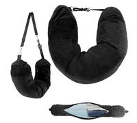 HAVIRI Fillable Travel Pillow, Portable Empty Neck Pillow Stuffable for Travel with Adjustable Straps, Soft Airplane Pillows Stuffable for Essentials Extra Luggage, Travel Essentials (Black)