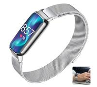 HAVIRI Replacement for Fitbit Inspire 3 Strap, Magnetic Stainless Steel Mesh Watch Strap Adjustable Breathable Watch Straps with Quick Release Pin, Fit Wrist Circumference 5.1"-8.8" (Silver)