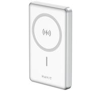 HAVIT Magsafe Fast Charging Magnetic Power Bank - 10000mAh 15w Portable Battery Charger Pack Compatible with IPhone, Thin & Portable Wireless Mobile Phone Powerbank Charger with Magnet - Silver