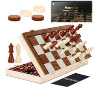 Havnidy Chess Board Game, 15 Inch Magnetic Set for Adults & Kids, Checkers Board Game, Handmade Folding Board With 2 Extra Queens
