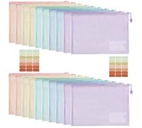 Havnidy Plastic Wallets A4, 20 PCS Zip Pouches, Zip Lock Bags Mesh Document Wallet Document, A4 Zip Wallets for School, Office, Home &Travel Storage