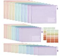 Havnidy Plastic Wallets Set, 30 PCS Zip Pouches, A4+A5+A6 Size Zip Lock Bags Mesh Document Wallet for School, Office, Home & Travel Storage