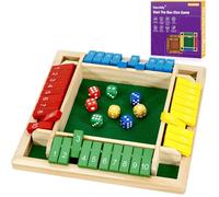 Havnidy Shut The Box Game 4 Player Wooden Table Games,Classic Dice Games,Travel Game,Wooden Math Traditional Pub Board Dice Game, Great Family Board Games Holiday Fun Game