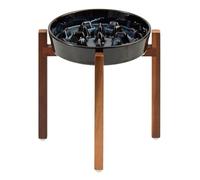 Havniva 9.5inch Ceramic Dog Raised Slow Feeder Set, Elevated Bowl with Wooden Stand for Large Dog, Slow Feeder Dish for Fast Easters, Stop Bloat(Starry Sky, Single Bowl+ Stand)
