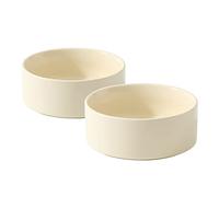 Havniva Ceramic 5.1inch Set of 2 Dog and Cat Bowls, 2pcs Anti-Slip Food and Water Feeder Dishes for Puppies, Kitties, Cats(2 Bowls, Beige)