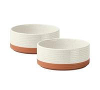 Havniva Ceramic 5.1inch Set of 2 Dog and Cat Bowls for Puppy, Kitty, Cats, 2pcs Anti-Slip Food and Water Pet Feeder(2 Bowls, Vanilla White)