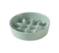 Havniva Ceramic 6.1inch Dog Bowl Slow Feeder, Slow Pet Food Dish for Small Dog and Cat, Stop Bloat, Preventing Choking(Single Bowl, Light Green)