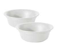 Havniva Ceramic 6.3inch Set of 2 Dog Bowls, 2pcs Basic Food and Water Dishes for Small and Medium Dogs, Wide Opening Rounded Edge (2 Bowls, Matt White)