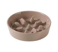 Havniva Ceramic 7.3 inch Dog Bowl Slow Feeder, Slow Pet Food Dish for Medium and Small Dog, Stop Bloat, Preventing Choking(Single Bowl, Brown Coffee)