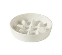 Havniva Ceramic 7.3inch Dog Bowl Slow Feeder for Fast Eaters, Slow Pet Food Dish for Small and Medium Dog, Stop Bloat, Preventing Choking(Single Bowl, Vanilla White)