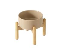 Havniva Ceramic Dog Bowls Elevated, Raised Dog Food Bowl for Puppies | 6.1” Elevated Dog Bowls, Non-Slip Wood Stand, Dog Food and Water Bowl Set, Dog Feeding Dish, Large Capacity Pet Water Bowl