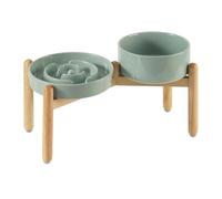 Havniva Elevated Slow Feeder Dog Bowls, Ceramic Dog Bowl Slow Feeder Set | 1.2 Cups Raised Slow Feeder Dog Bowl for Small Breed, 6.1 in Dog Water Bowl with Stand, Non-slip, Anti-Gulping, Anti-Choking