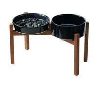 Havniva Raised Slow Feeder Dog Bowls, Elevated Dog Bowls Slow Feeder Set | 1.6 Cups Ceramic Dog Bowl Elevated with Acacia Wood Stand, Raised Dog Food Bowl, Puzzle Slow Feeder for Medium Dogs, Non-Slip
