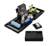 HAVNOR Bamboo Bathtub Caddy Tray Expandable & Foldable Bath Shelf with Book, Tablet & Wine Holder Adjustable Wooden Bath Tray for Relaxing Spa at Home - Fits Most Tub Sizes.