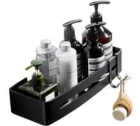 Havon Bathroom Shower Caddy Adhesive Shelf for Shampoo Storage, No Drilling Wall Mounted Shower Basket Organiser, Rustproof Aluminum with 2 Hooks, Black, 32 x 13 cm