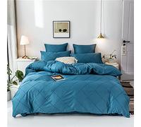 HAVOP Blue Duvet Cover Set Double Size Blue Bedding Set Teal Blue Embossed Stripe Grid Geometric Quilt Cover Set Soft Microfiber Easy Care All Season Bedding Sets