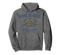Havre De Grace Maryland Crab Since 1785 Navy Blue Letters Pullover Hoodie
