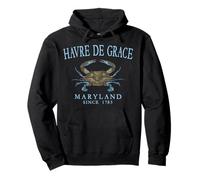 Havre De Grace Maryland Crab Since 1785 Pale Blue Letters Pullover Hoodie